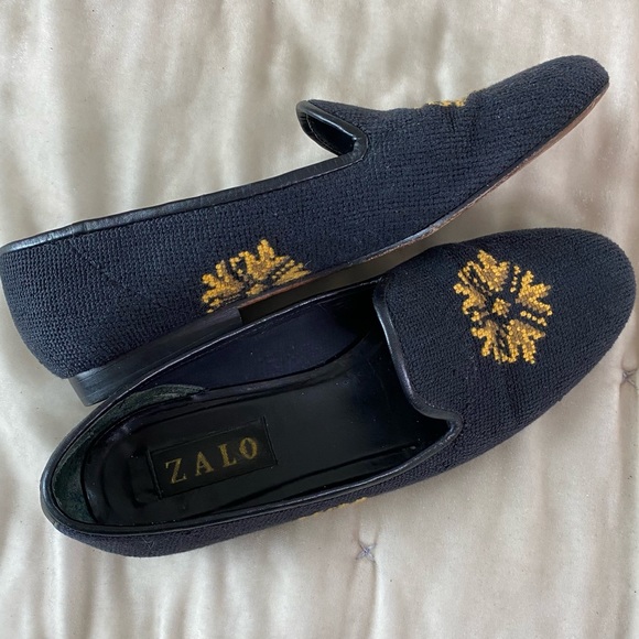Zalo Shoes Zalo Smoking Loafer Needlepoint Tapestry Embroidered